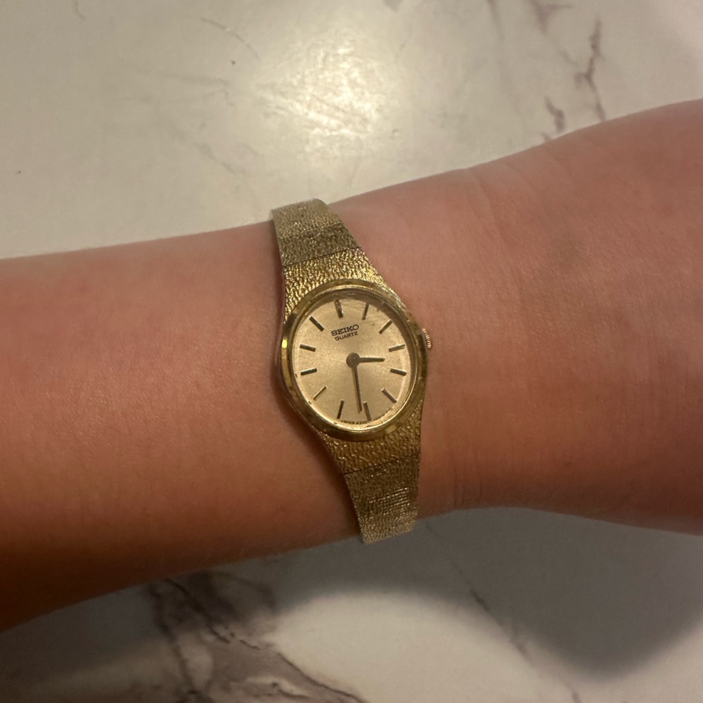 Gold dainty Seiko watch